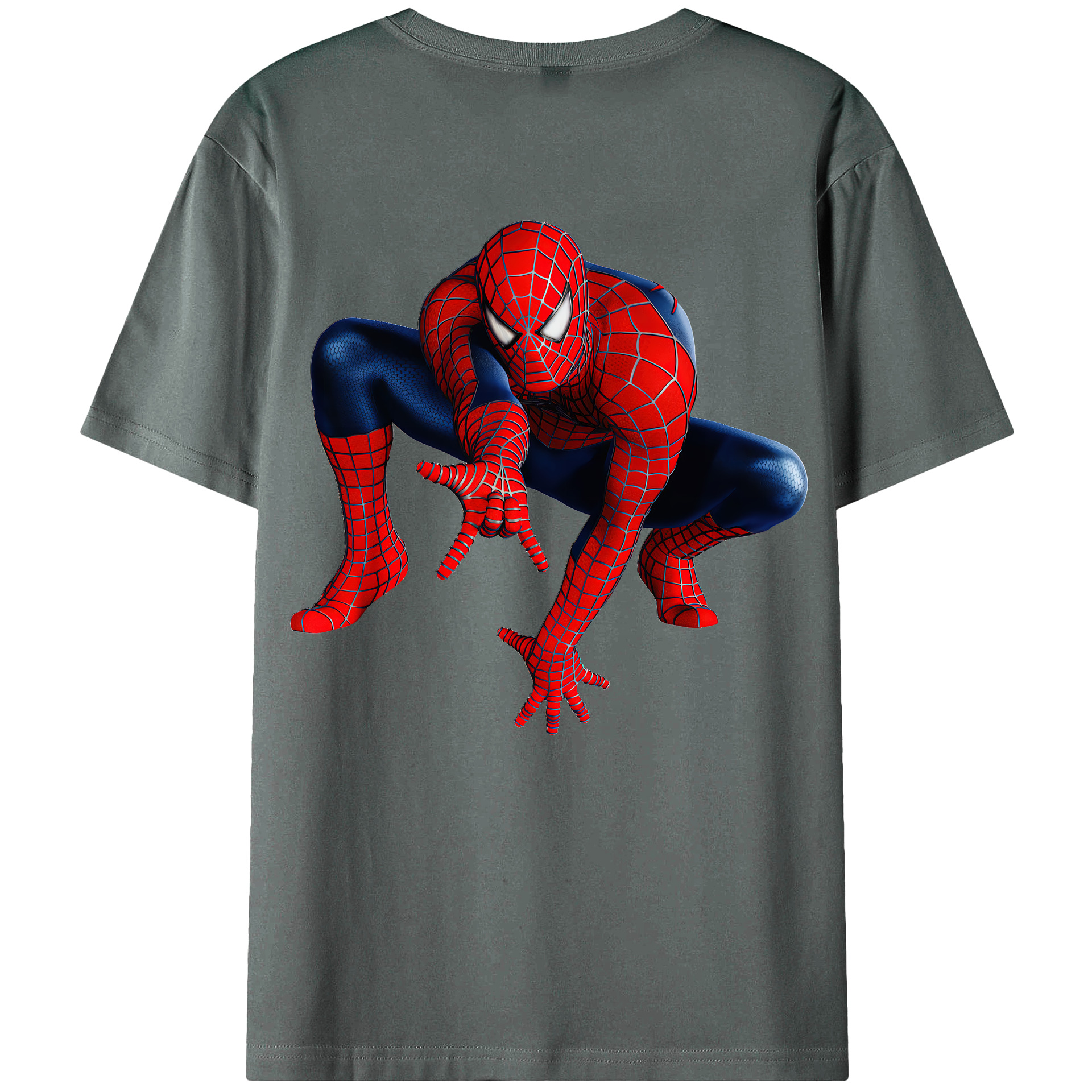 （画像用） Spider Man スパイダーマン 綿100％ メンズ半袖Tシャツ（バックプリント） 通気性